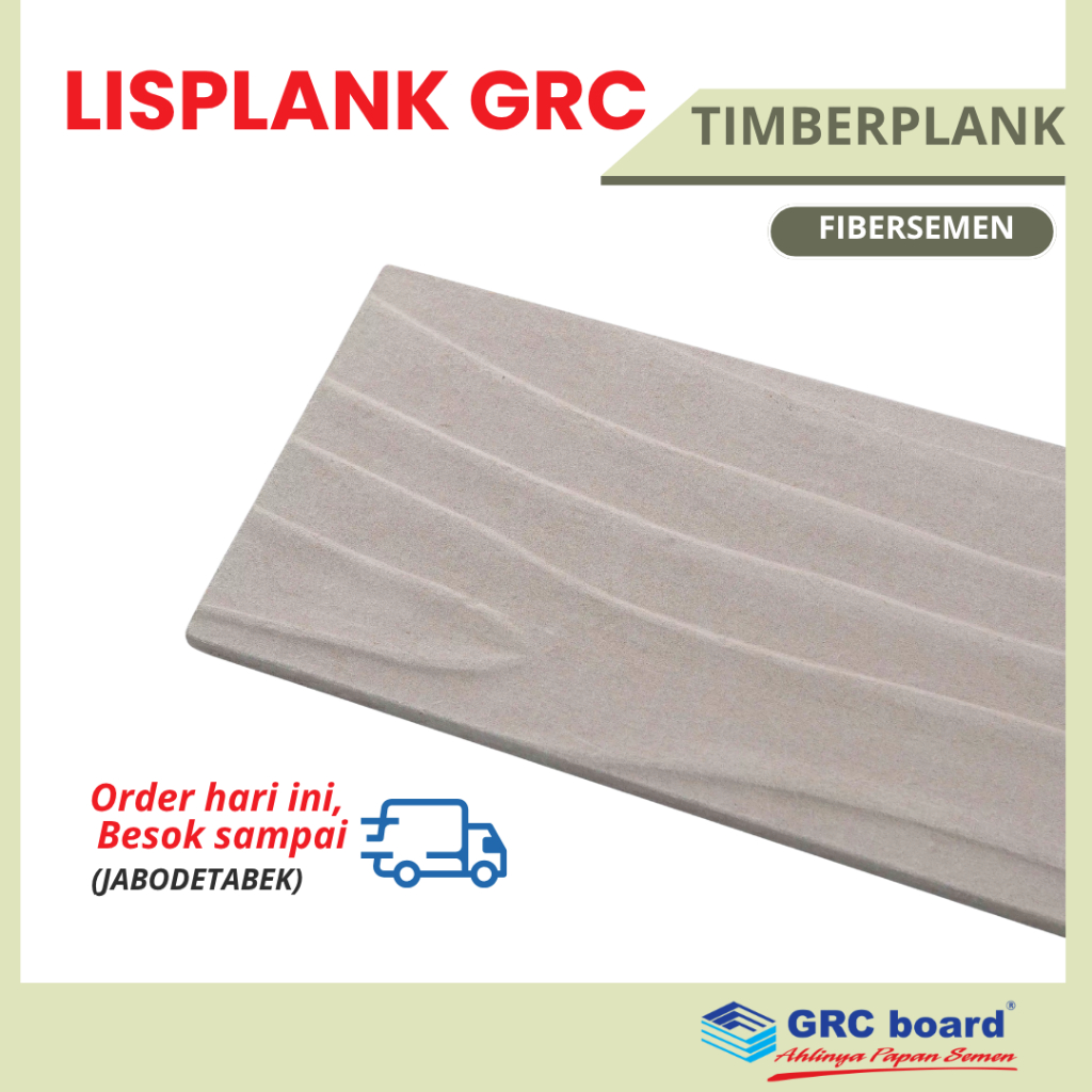GRC Timberplank Lebar 10cm 20cm 30cm Panjang 2,44m 3m 4m Tebal 8mm Motif Kayu Lisplank Dekoratif