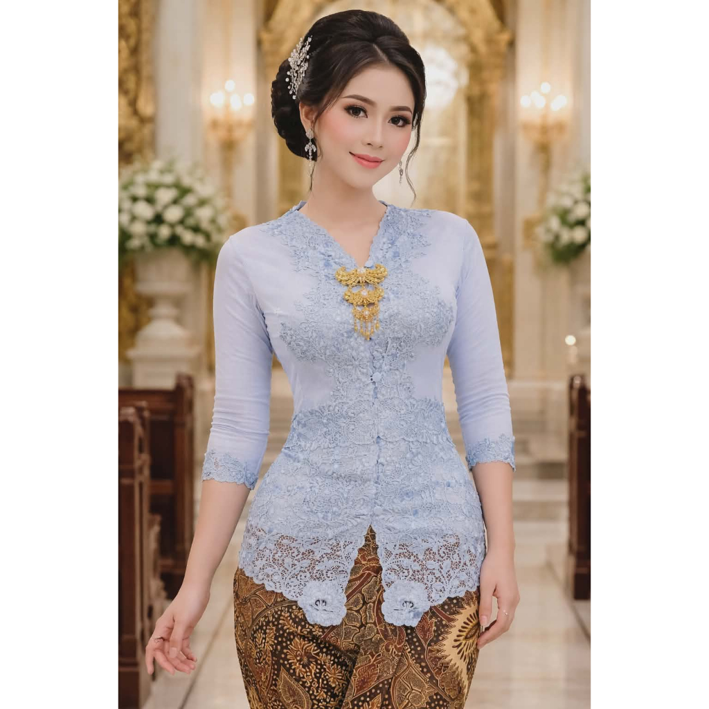 Kebaya Jadi Medan Limited Kebaya Katun Strech Bordir Free Obi Kancing Bungkus Lengan 7/8