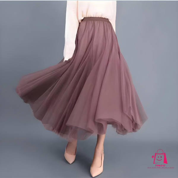 Rok Tutu Long Skirt Premium Rok Jaring terbaru Polos Putih