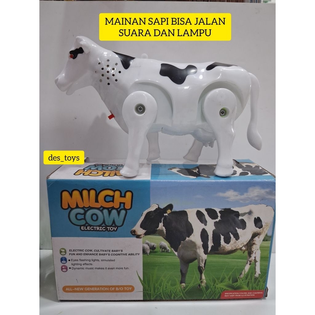 MAINAN ANAK HEWAN SAPI NYALA BISA JALAN / MAINAN EDUKASI REPLIKA HEWAN SAPI JALAN LAMPU SUARA