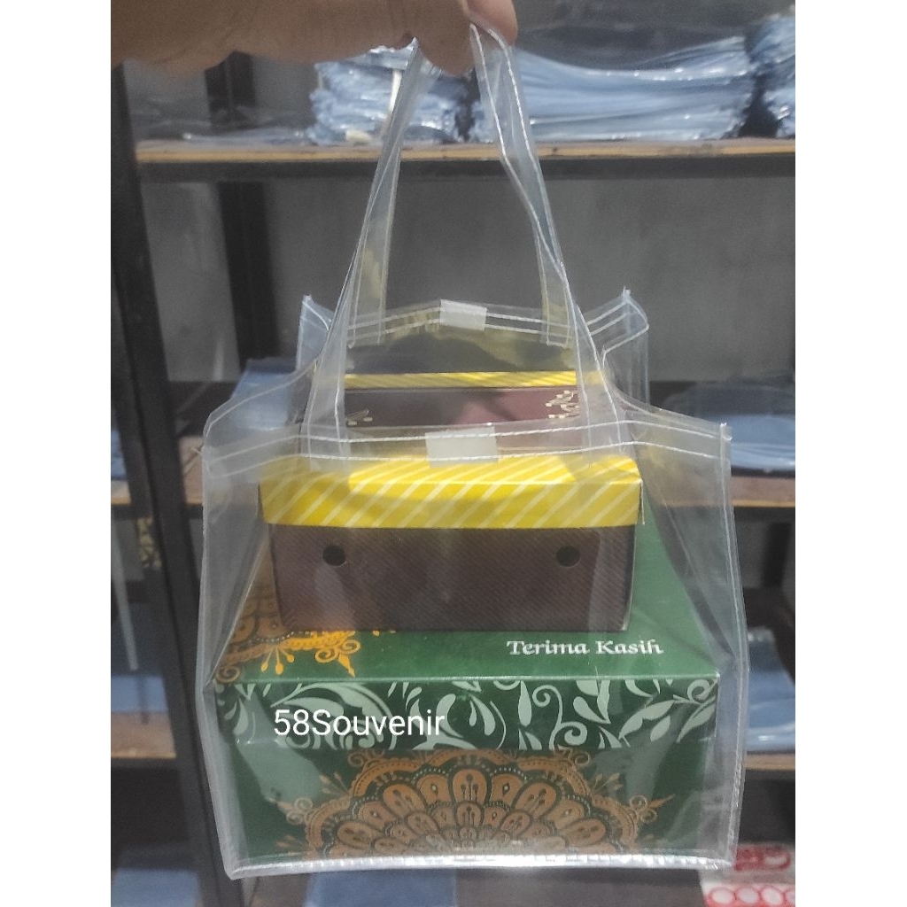 Tas Mika Full Transparan Souvenir Hampers Hajatan Tote Bag Nasi Box Kotak Besek