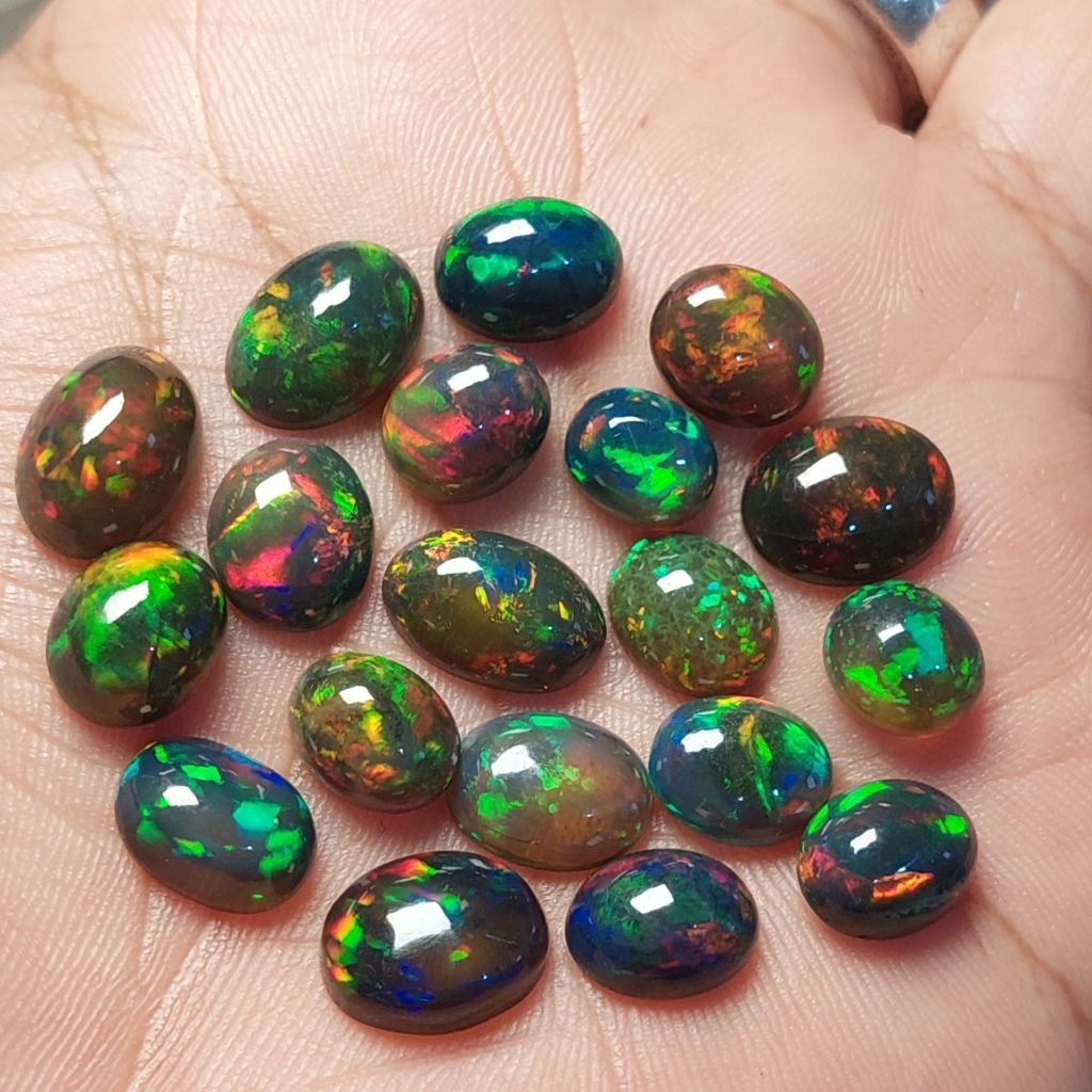 Batu kalimaya asli natural full jarong pelangi 9mm 10mm 11mm 12mm / batu akik opal afrika