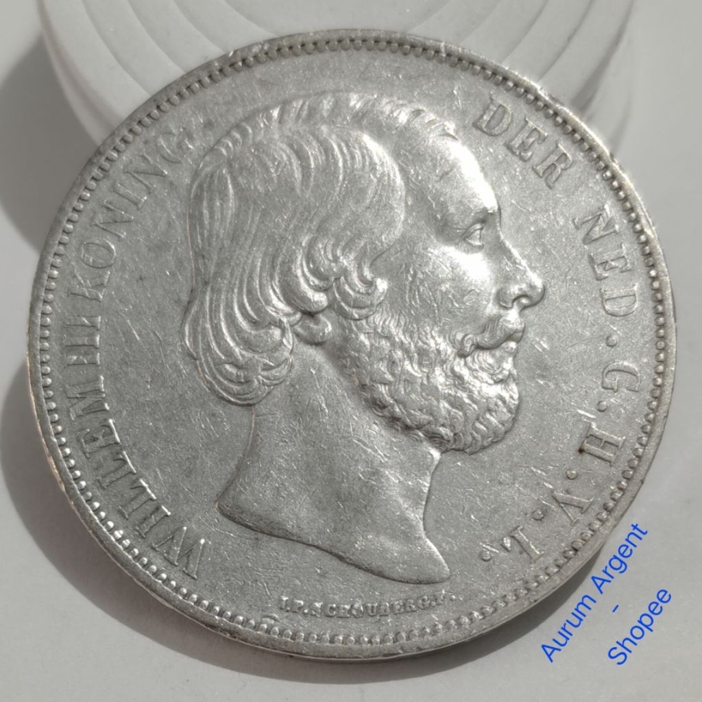 W2.5G.3-- 1 PC KOIN PERAK KUNO ASLI 2.5 GULDEN WILLEM III KONING TH 1871. -- SILVER COIN --
