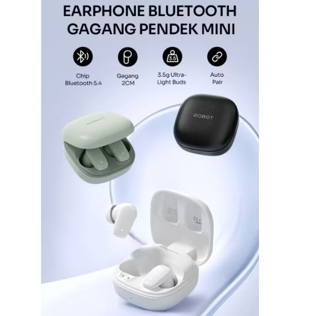 tws earphones wireless bluetooth headset robot nova t2 bergaransi