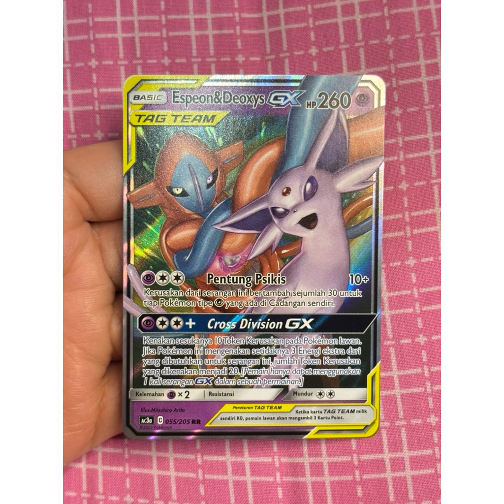 Pokemon TCG TAG TEAM Espeon Deoxys GX RR 055/205 Indonesia ID AC3a