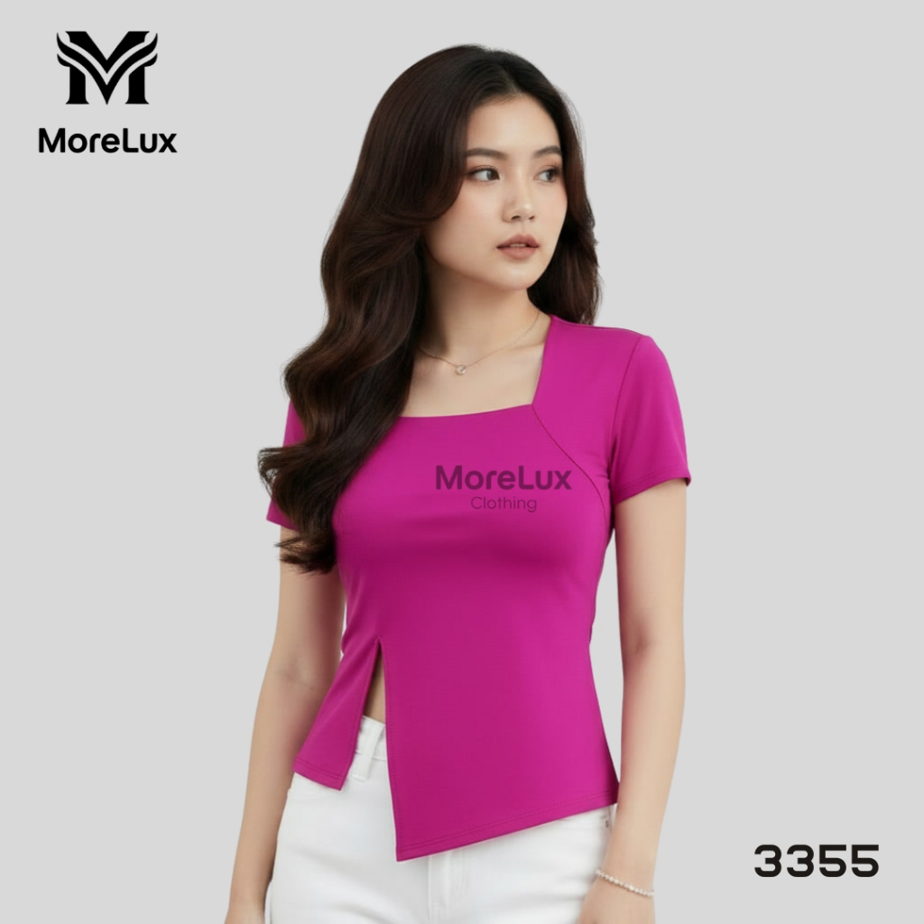 MoreLux Clothing | Jenie Women Tops / Atasan Square Neck Lengan Pendek / Kaos Wanita Kekinian Terbar