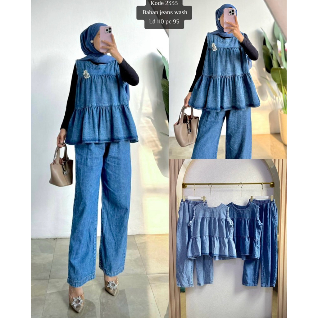 set jeans wanita setelan celana jeans wanita set cel wanita set wanita