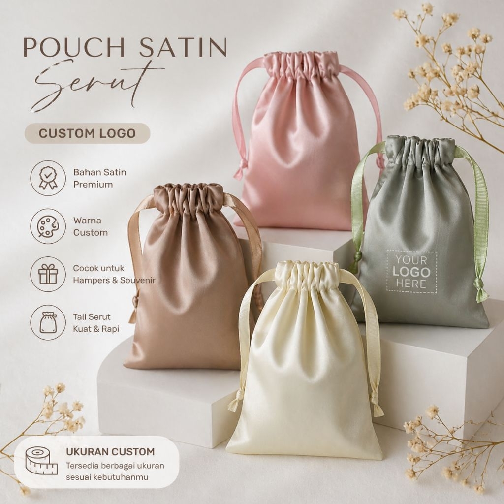 POUCH SERUT SATIN CUSTOM LOGO