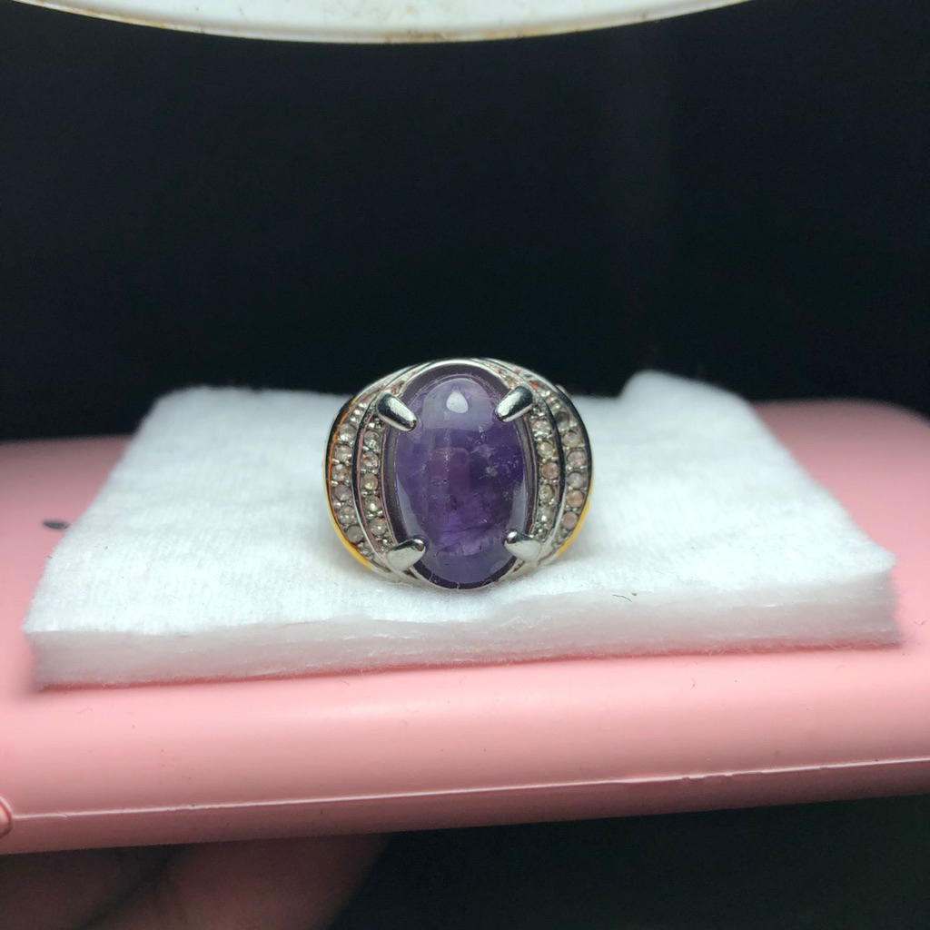 Cincin Batu Kecubung Wulung Ungu Asli Kalimantan