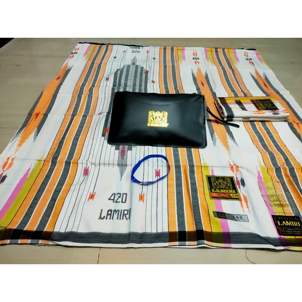 Sarung Lamiri S-90 SGT 420 Original - Motif kembang Full Sutra Sintetis