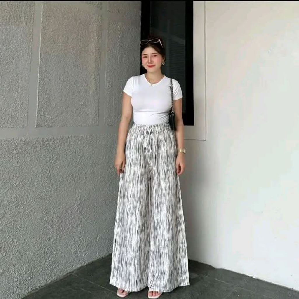 Celana Kulot Motif Abstrak Kayu - Celana Kulot Katun Polimicro Premium