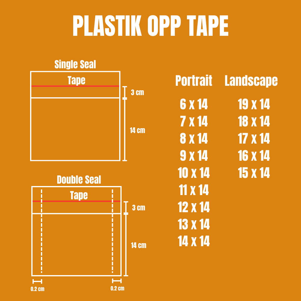 PLASTIK OPP TAPE 29 MICRON / 100 LEMBAR / 6x14 - 19x14 ||