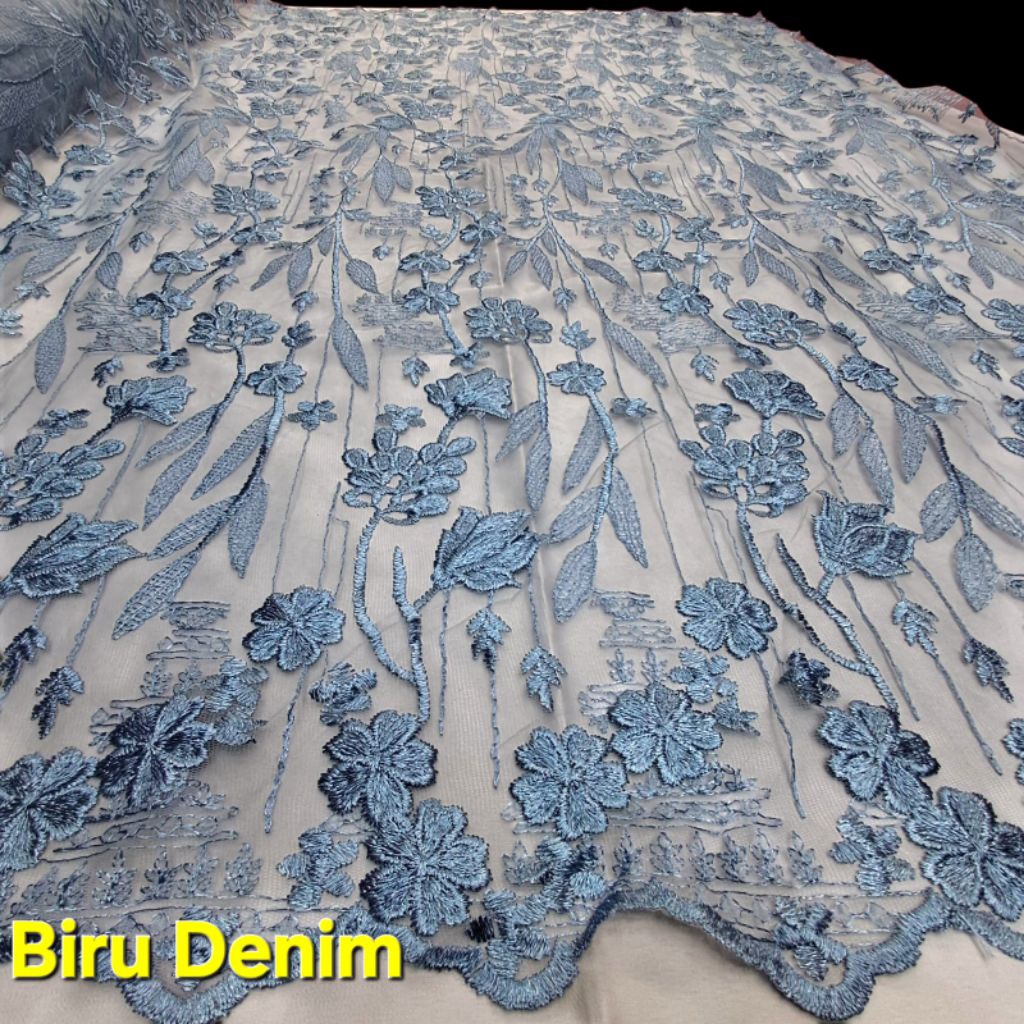 bahan kain tile bordir motif bunga terbaru/ kain bredsmend cocok untuk atasan dan gamis