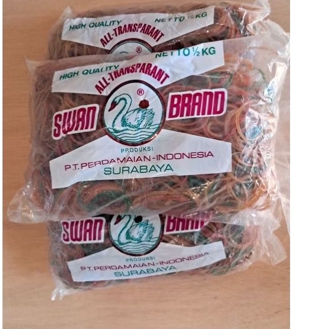 Swan Brand Karet Gelang Pentil 500gr 1/2kg Perdamaian Transparan 500 gram