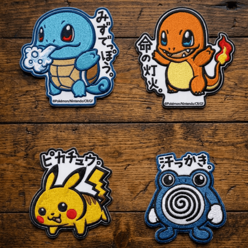 Patch Bordir Pokemon Kanto Edition - Emblem Karakter Anime Jepang - Aksesoris Jaket & Tas