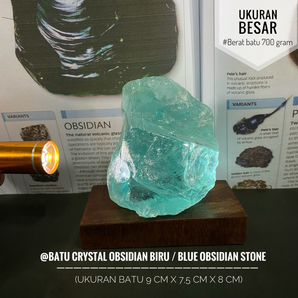Batu Obsidian Biru Natural L46 atau Batu Crystal Obsidian Biru atau Blue Obsidian Stone atau Clear B