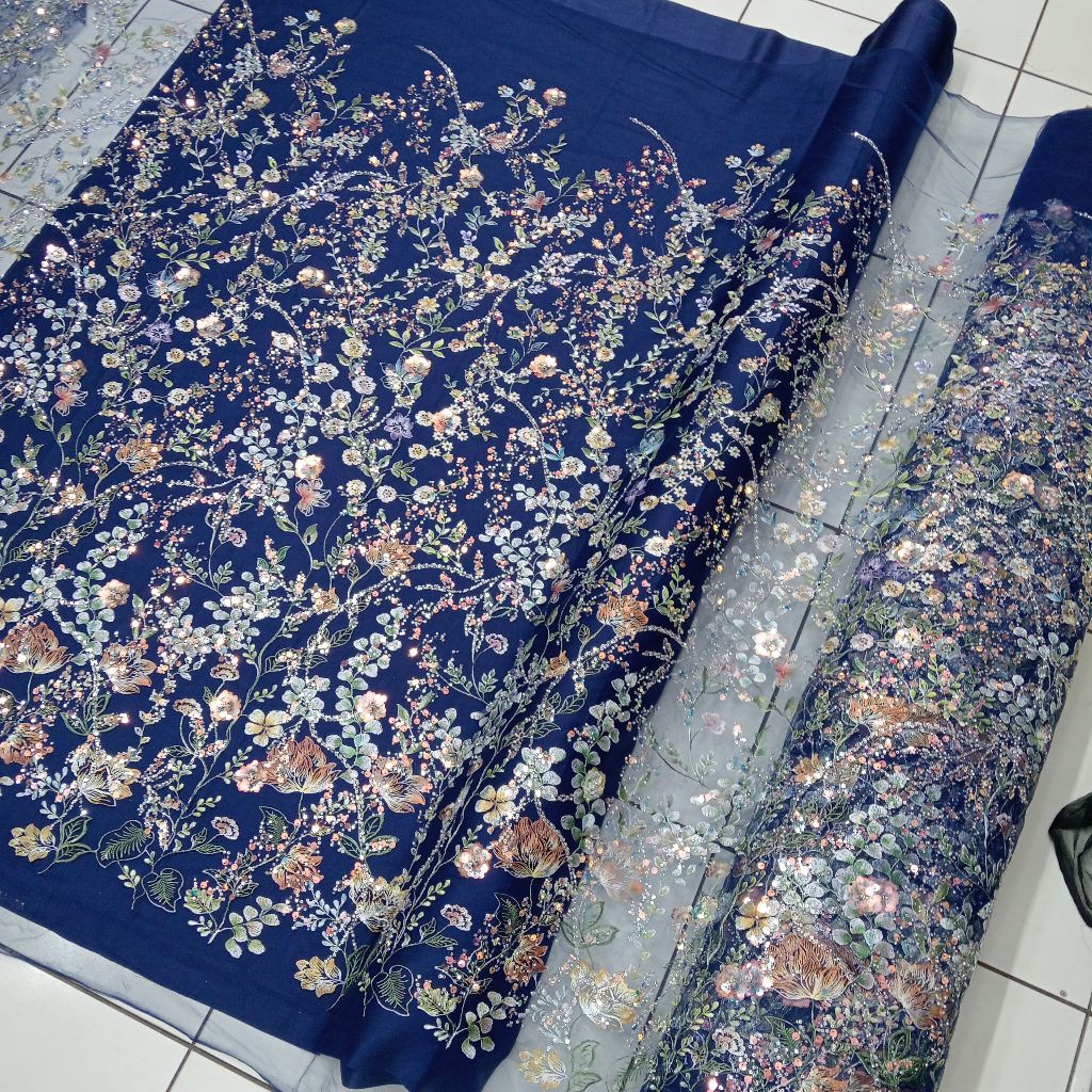 kain/bahan tile bordir payet/tile kebaya