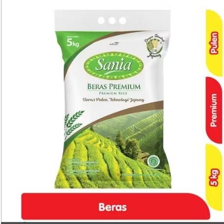Sania Beras Premium 5000 g merupakan beras pulen