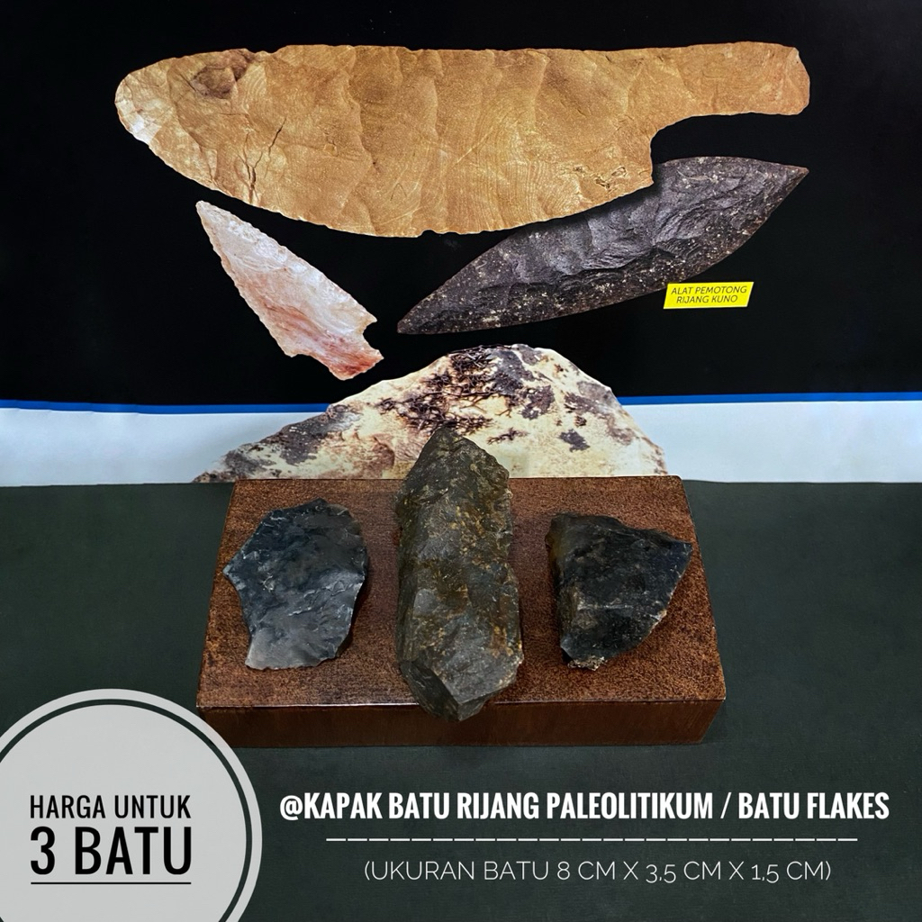 Kapak Batu Rijang Paleolitikum C6 atau Batu Flakes Purba atau Kapak Perimbas atau Batu Serpih Bilah 