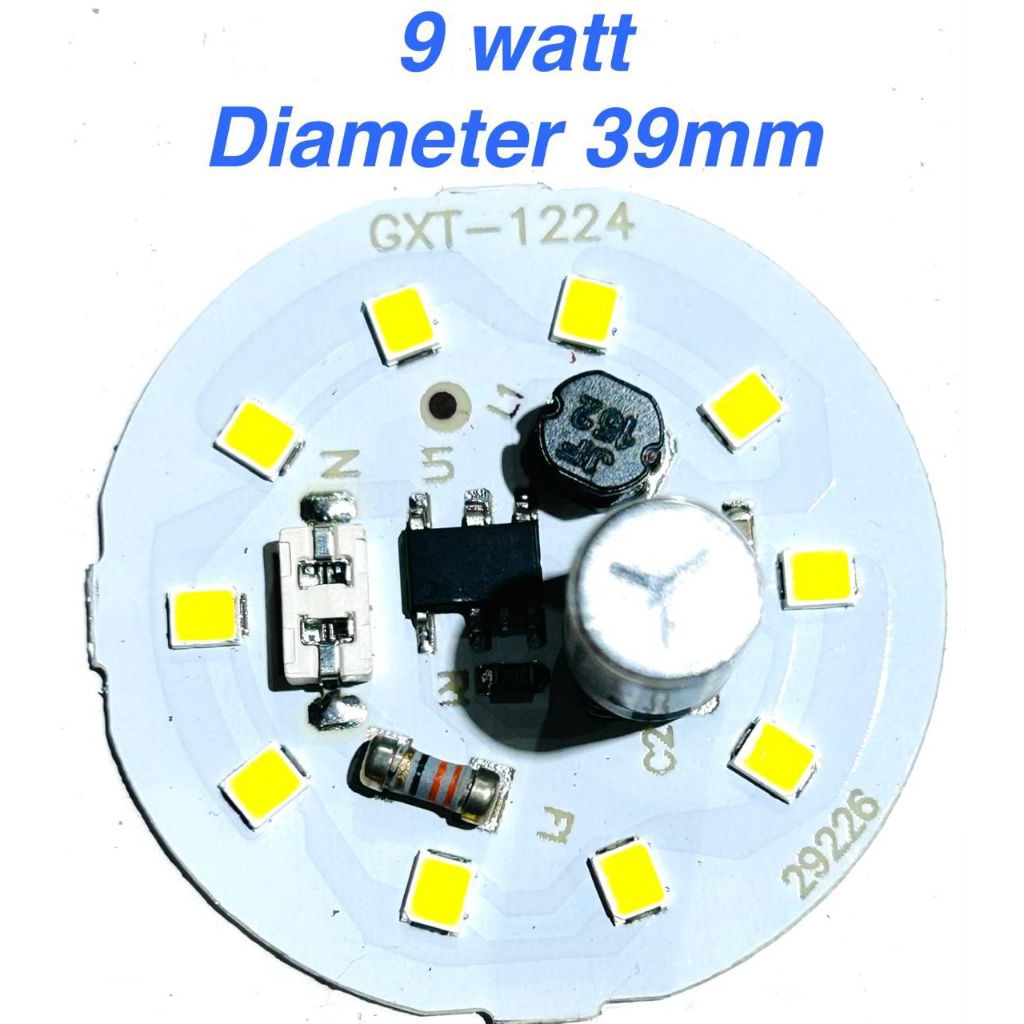 PCB LED AC PUTIH TERANG 9 WATT KECIL DIAMETER 39MM