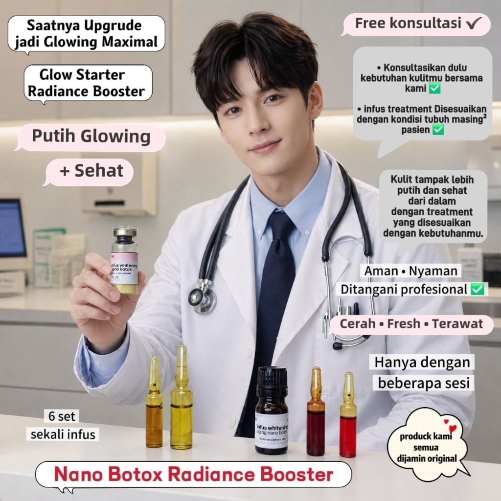 Nano Botox Radiance Booster  ( infus whitening ) DIJAMIN ORIGINAL BERLOGO GMP #shopeevidio #vidiovir