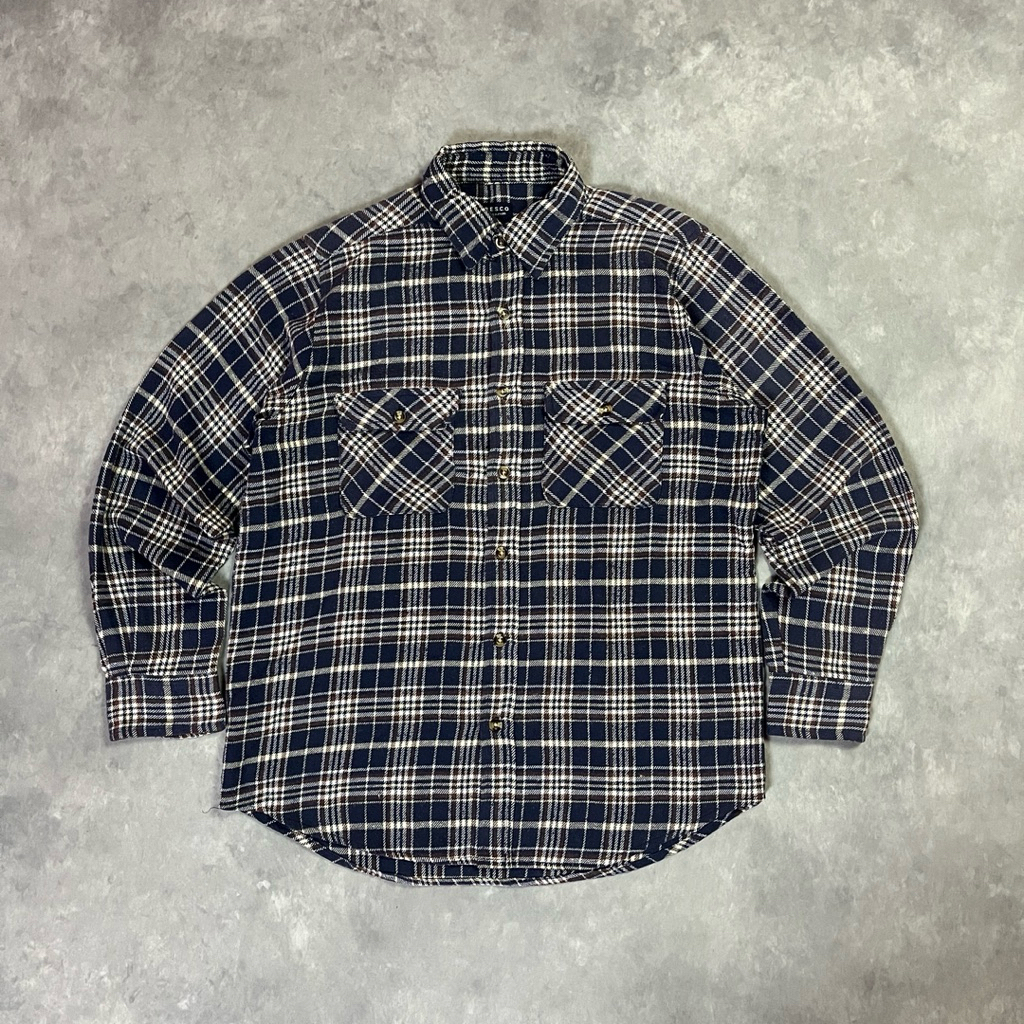 Fresco Heavy Flannel – Rugged Navy Check Shirt,Real Mccoy Style