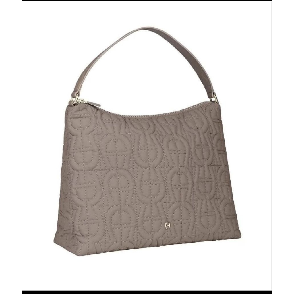 NEW Aigner Cuscino Taupe Nylon Hobo Bag