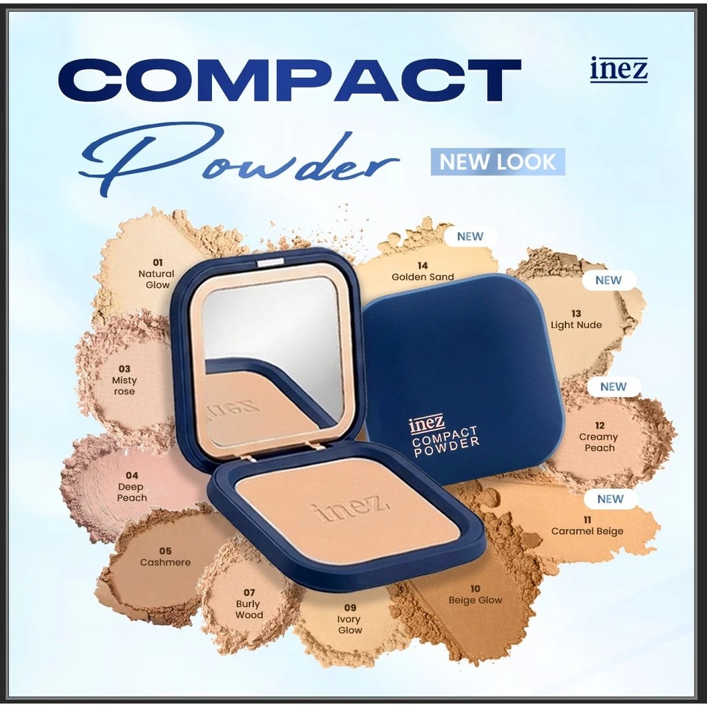 Inez Compact Powder Full Case Refill Bedak Padat Natural Make Up Pengantin Kontrol Minyak