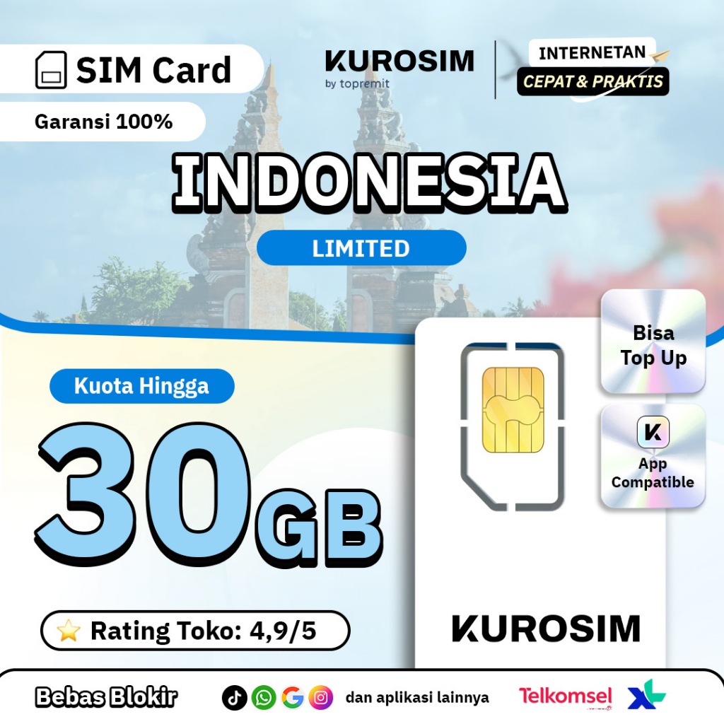 Kartu SIM Indonesia Kuota Besar KUROSIM | Solusi IMEI Terblokir SIM Card Indonesia Telkomsel XL