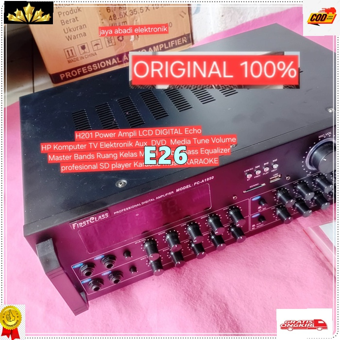 E26 H201 Power Ampli LCD DIGITAL Echo HP Komputer TV Elektronik Aux DVD Media Tune Volume Master Ban