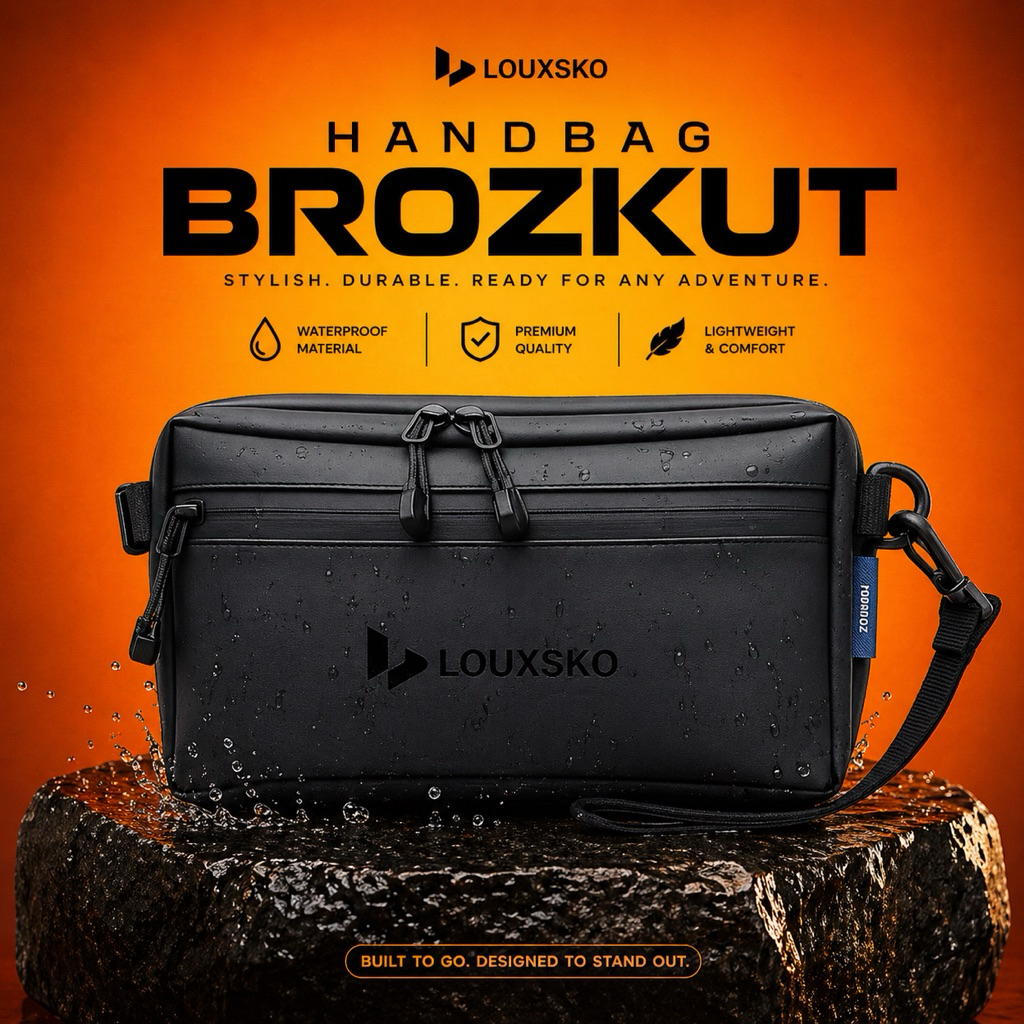 Tas Handbag Pria Wanita Waterproof Premium Elegan Anti Air Desain Mewah Brozkut Louxsko
