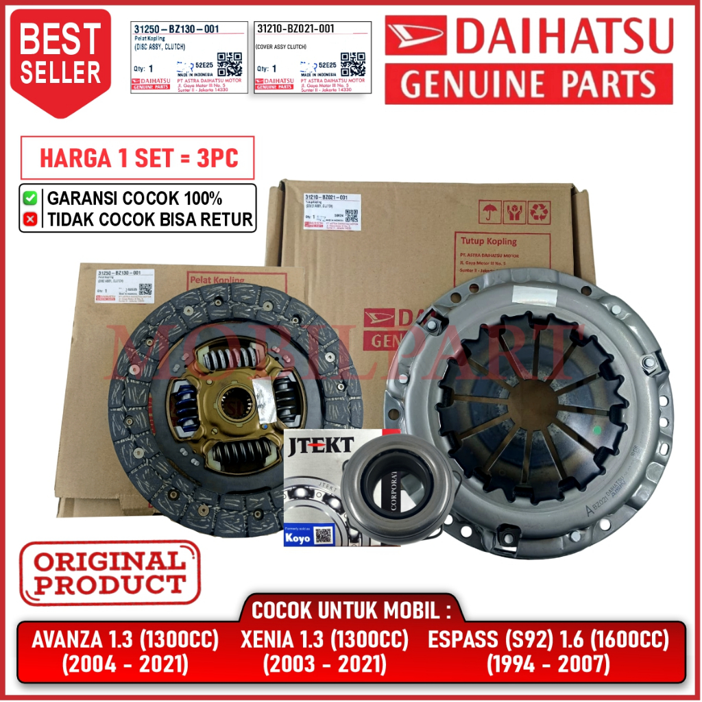 Kampas Kopling Set Avanza 1.3 (1300cc) (2004 – 2011) Daihatsu Original / New Avanza (2012 - 2015) / 