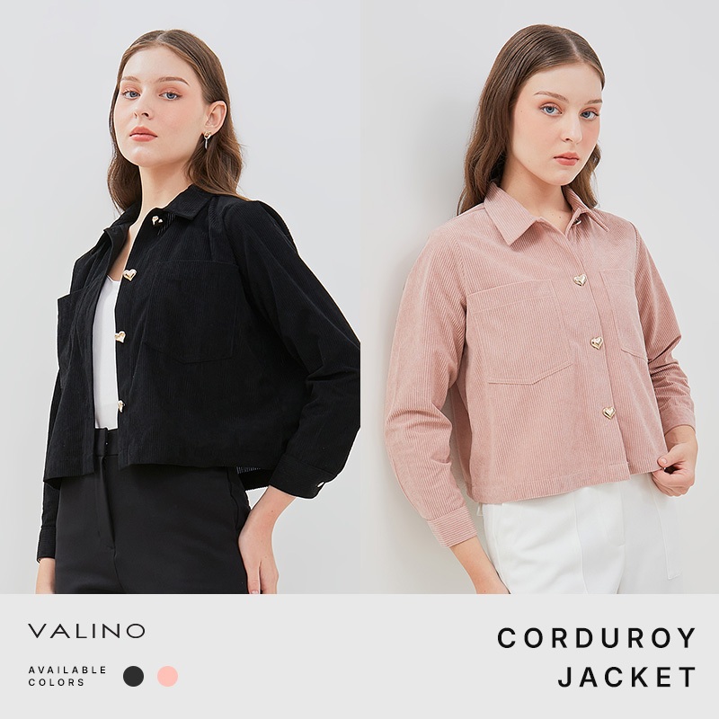 VALINO Jaket Corduroy Wanita ( Dusty Pink / Hitam )