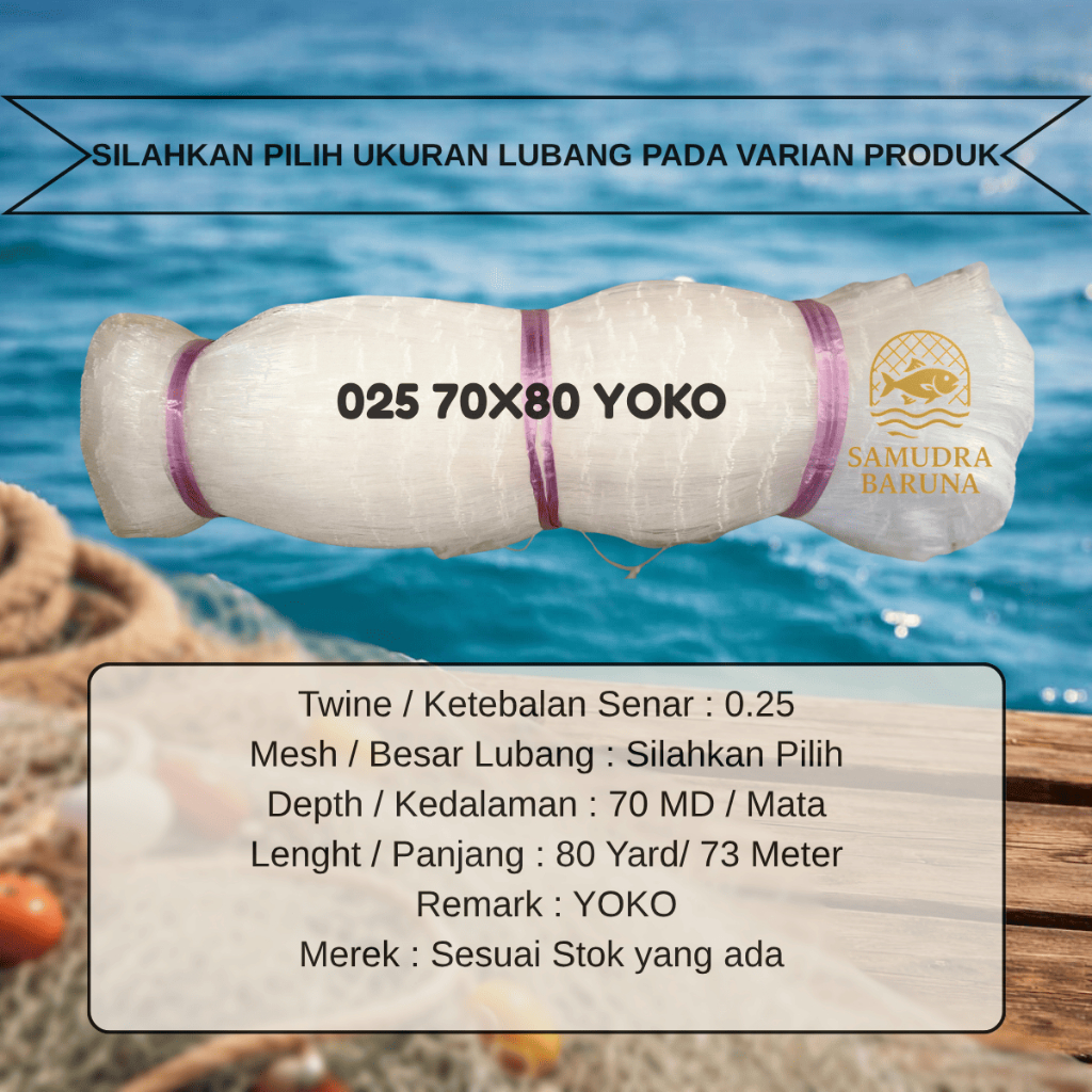 Jaring Ikan Senar 025 70x80 YOKO (Mata Berdiri) - Jaring Ikan Senar 025