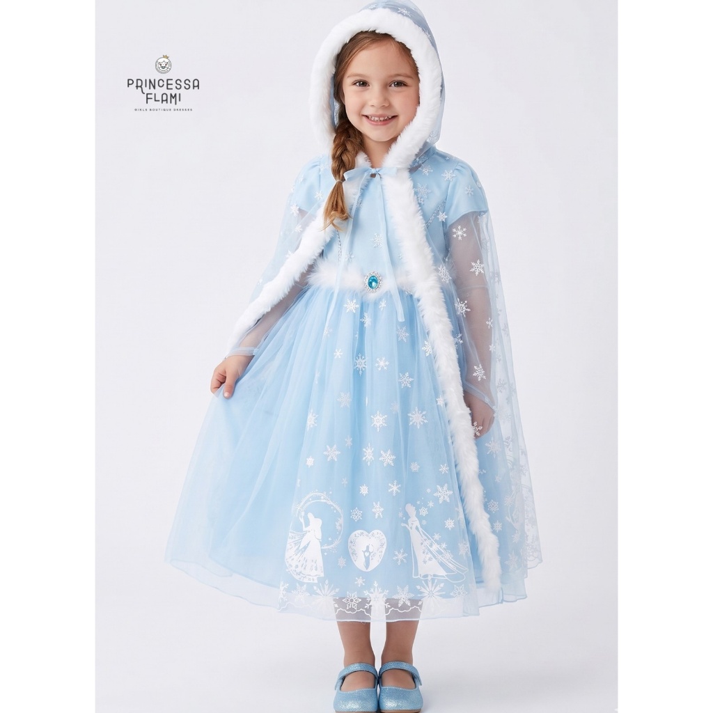 Princessa Flami Dress Karakter Anak Kostum Frozen Elsa Hoodies BabyBlue KS5367