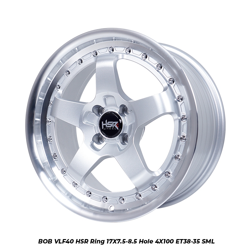 VELG MOBIL HSR BOB RING 17 LUBANG 4X100 WARNA SILVER POLISH