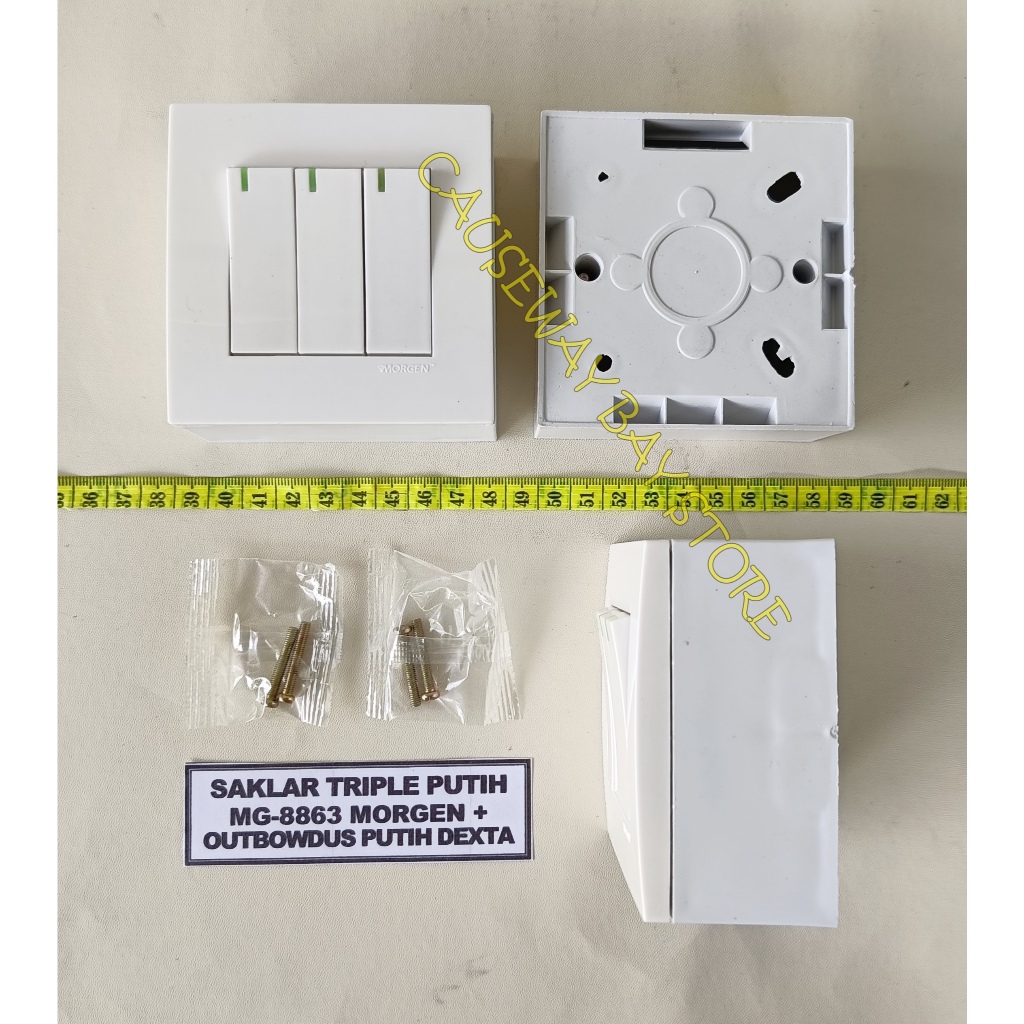 SAKLAR TRIPLE MG-8863 MORGEN + OUTBOW DUS PUTIH DEXTA