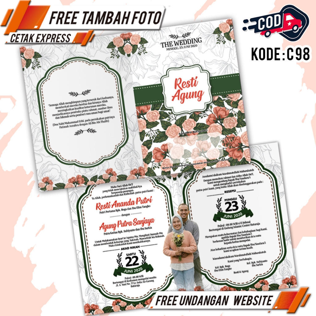 Undangan pernikahan murah express walimatul ursy aqiqah khitan desain eksklusif custom foto orang tu