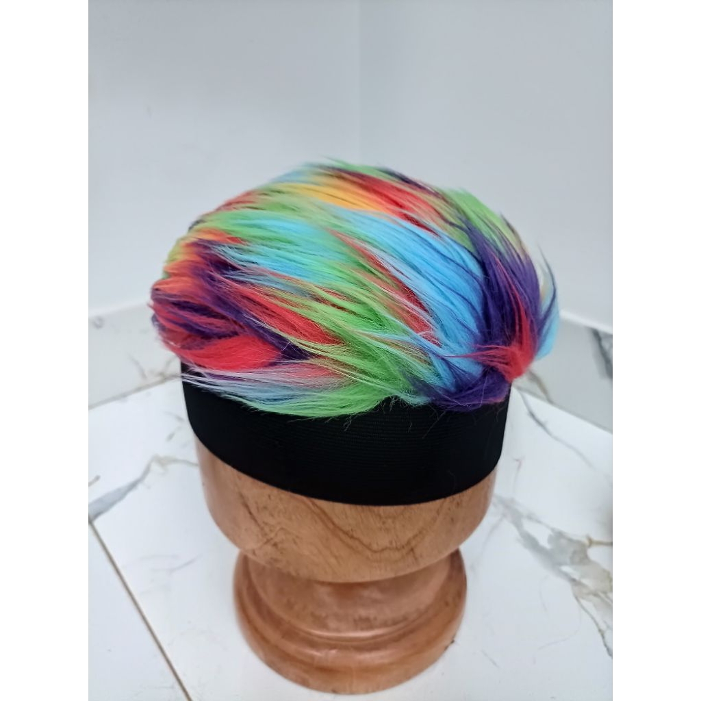 Topi wig cosplay rambut palsu panjang pria / topi wig rambut korea