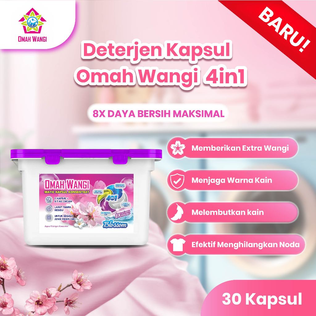 Deterjen Kapsul OMAH WANGI Laundry Pods isi 30 Sabun Cuci Praktis Anti Noda Membandel dan Wangi Taha