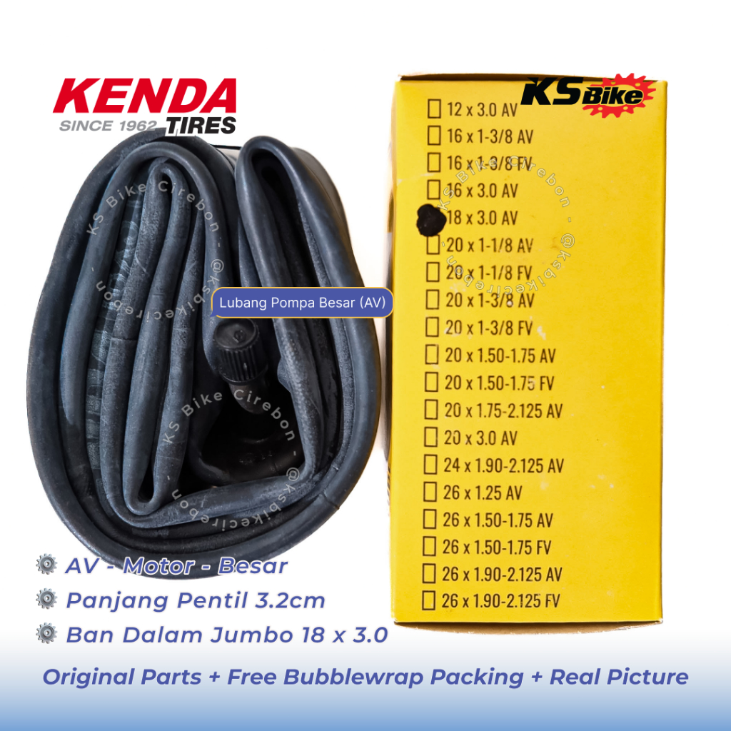 Ban Dalam Sepeda 18 x 3.0 Jumbo Kenda Strummer Pentil AV BMX Fat Bike Sepeda Anak Toko Sepeda KS Bik
