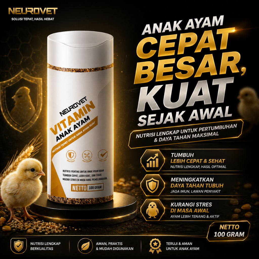 Neurovet Vitamin Anak ayam untuk Ayam Sakit, Bebas Penyakit, Daya Tahan Tubuh