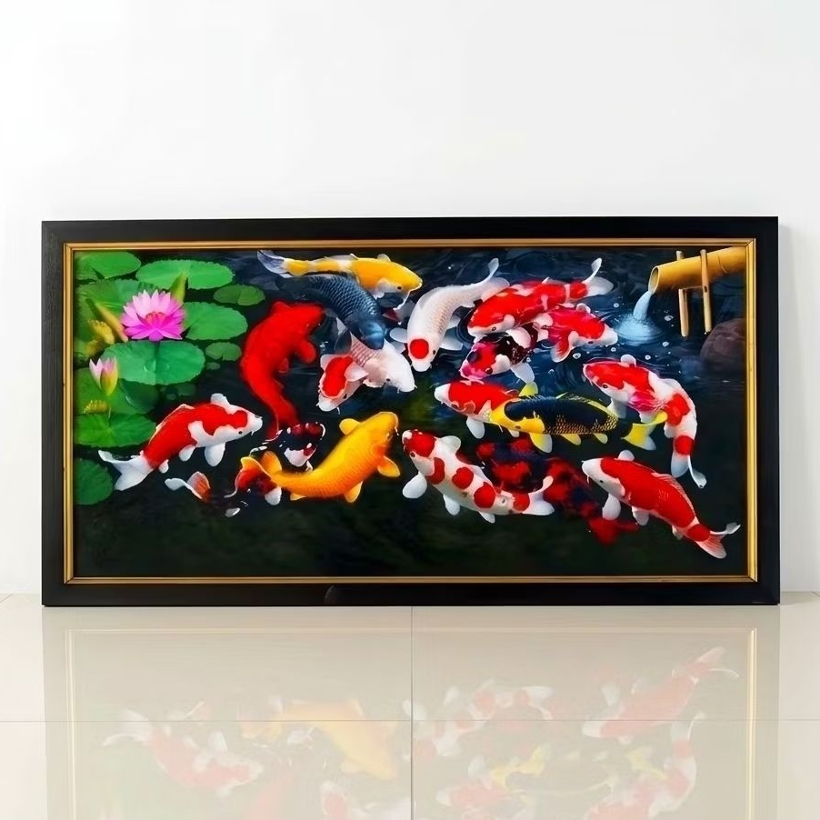 Hiasan Dinding Lukisan Cetak Gambar ikan koi Uk jumbo 50x100cm