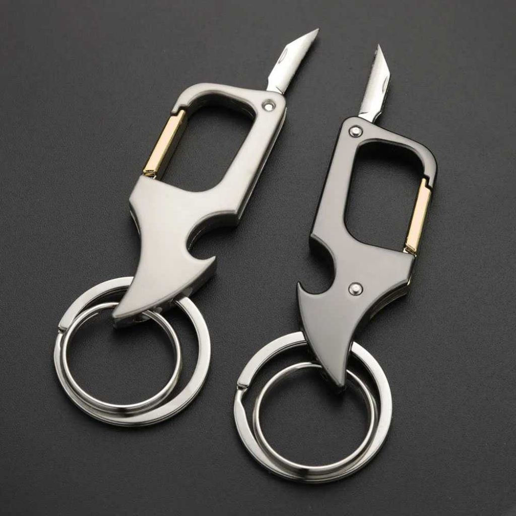 Dalaful Gantungan Kunci Carabiner Pisau Mini Pembuka Tutup Botol EDC