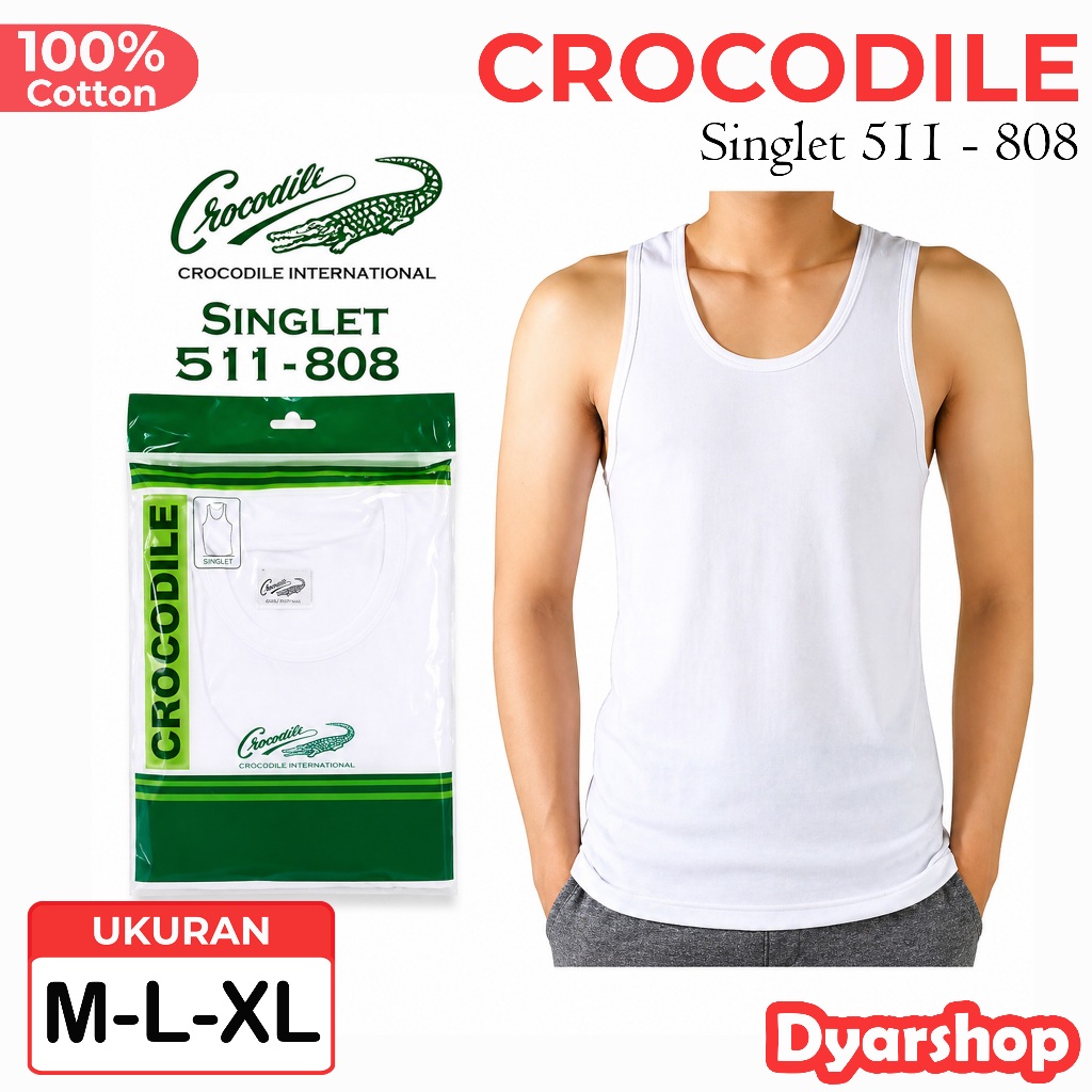 [ 3pcs ] Singlet Pria Crocodile 808 | Kaos Dalam Crocodile Putih | Singlet Crocodile Original 100%