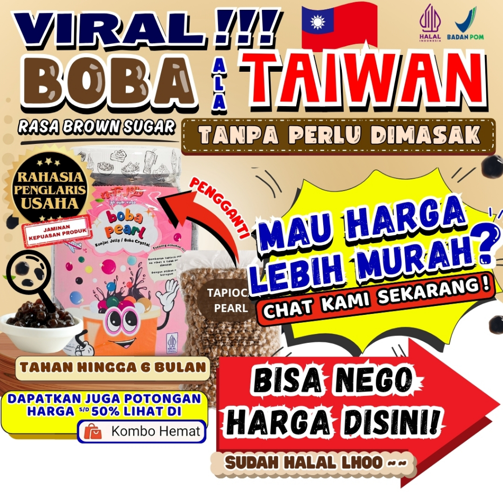 Boba Tapioca Pearl Jelly Siap Saji - Boba Bubble Brown Sugar Instant 500 Gram Tanpa Perlu Dimasak | 