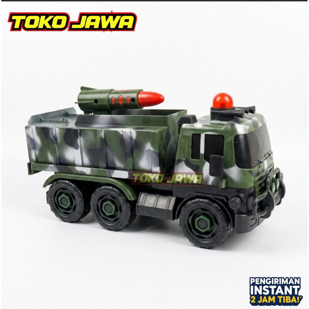 Mainan Mobil Truk Militer Peluncur Rudal – Camo Army Missile Truck Friction Power