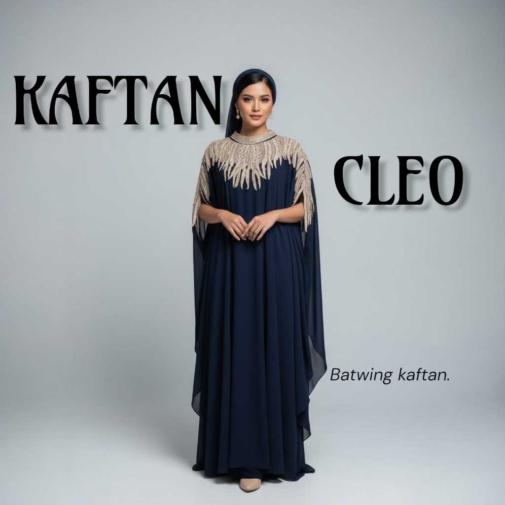 Kaftan cleeo batwing model kelalawar gaun pesta elegan mewah