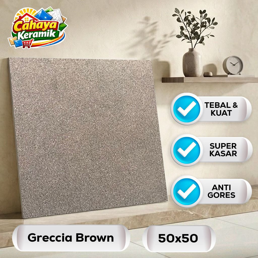 Keramik Lantai Polos Greccia Brown 50x50 Kasar