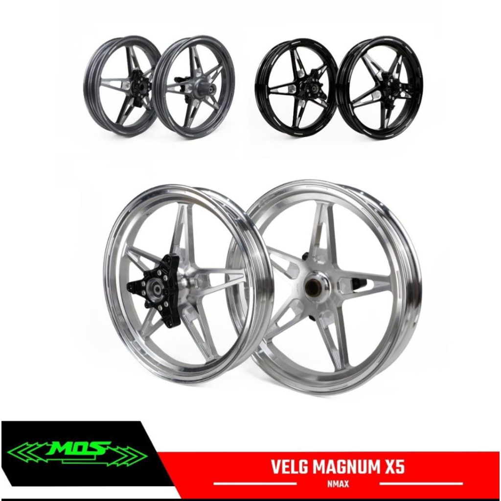 VELG RACING MOS CNC  MAGNUM X5 N MAX NEW, AEROX ALPHA RING 14 UK 185 215